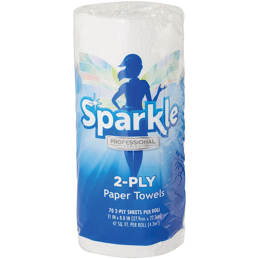 Sparkle&reg; Premium Kitchen Paper Towels, 2-Ply, 70 Sheet Roll 2 Ply - 8.80" Width x 11" Length - 70 Sheets/Roll - White - Paper - 1 Roll (2717201)