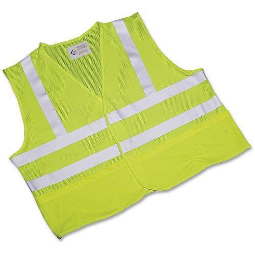 SKILCRAFT High-visibility Safety Vest Reflective Strip, Hook & Loop Closure, Lightweight, Breathable, Washable - Large Size - Polyester Mesh - Yellow, Lime - 1 Each (5984868)