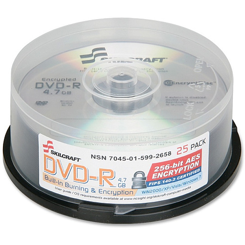 SKILCRAFT DVD Recordable Media - DVD-R - 8x - 4.70 GB - 25 Pack Spindle 120mm - 2 Hour Maximum Recording Time (5992658)