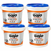 Gojo&reg; Fast Towels Bucket Fresh Citrus - 130 Sheets - Blue, Clear - 130/Tub - 4 / Carton (629804)