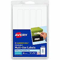 Avery&reg; Erasable Multi-Use Labels 7/8" Height x 2 7/8" Width - Removable Adhesive - Rectangle - Matte - White - Film - 8 / Sheet - 180 Total Sheets - 1440 Total Label(s) - 80/Pack - 1 Carton (05429)
