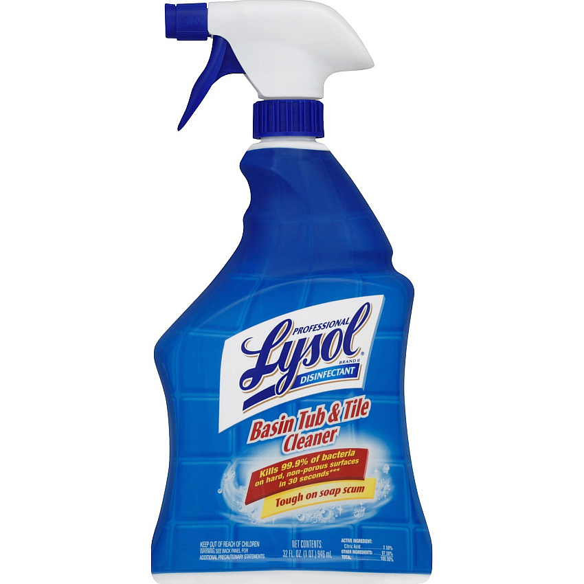 Professional Lysol Basin Tub/Tile Cleaner Ready-To-Use - 32 fl oz (1 quart) - Fresh Clean Scent - Disinfectant, Deodorize, Non-abrasive, Bleach-free - 1 Each (04685)