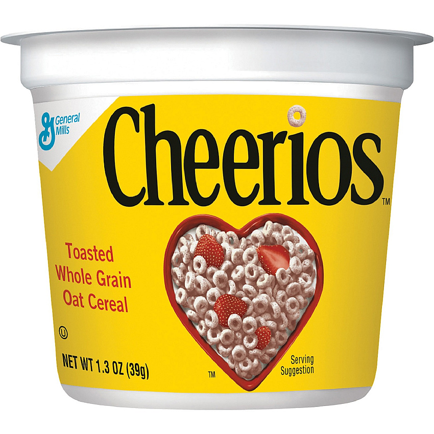 Cheerios Cereal-in-a-Cup Original - 1 Serving Cup - 1.30 oz - 6 / Pack (SN13896)