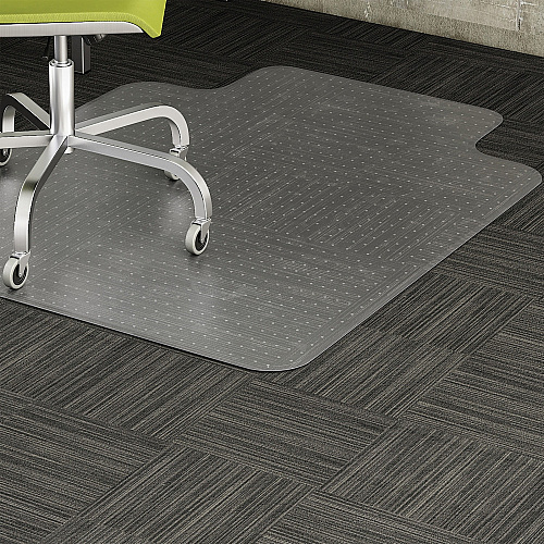 Lorell Standard Lip Low-pile Chairmat Carpeted Floor - 48" Length x 36" Width x 0.112" Thickness - Lip Size 10" Length x 19" Width - Vinyl - Clear - 1 Each (LLR82819)