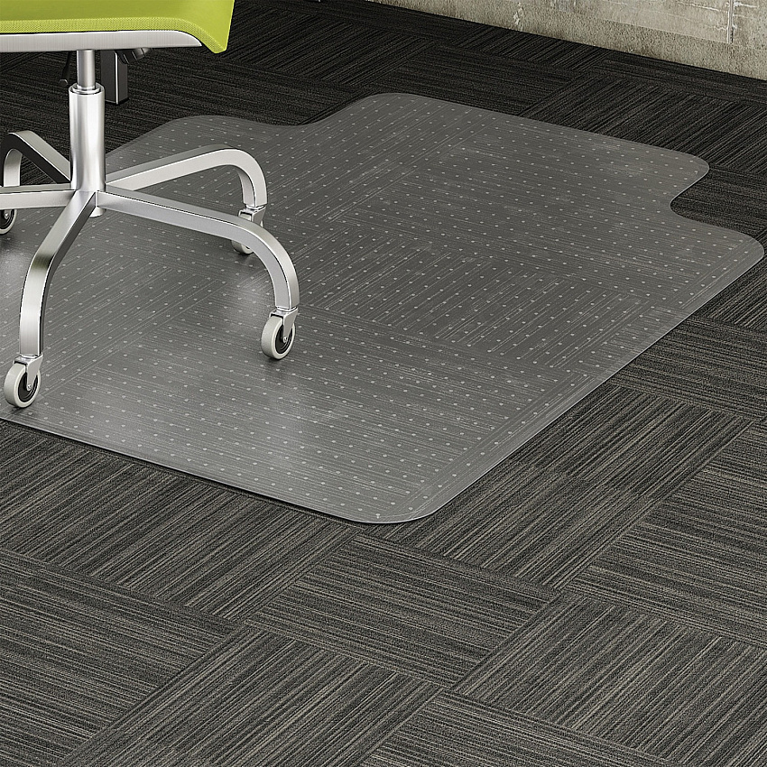 Lorell Standard Lip Low-pile Chairmat Carpeted Floor - 48" Length x 36" Width x 0.112" Thickness - Lip Size 10" Length x 19" Width - Vinyl - Clear - 1 Each (LLR82819)