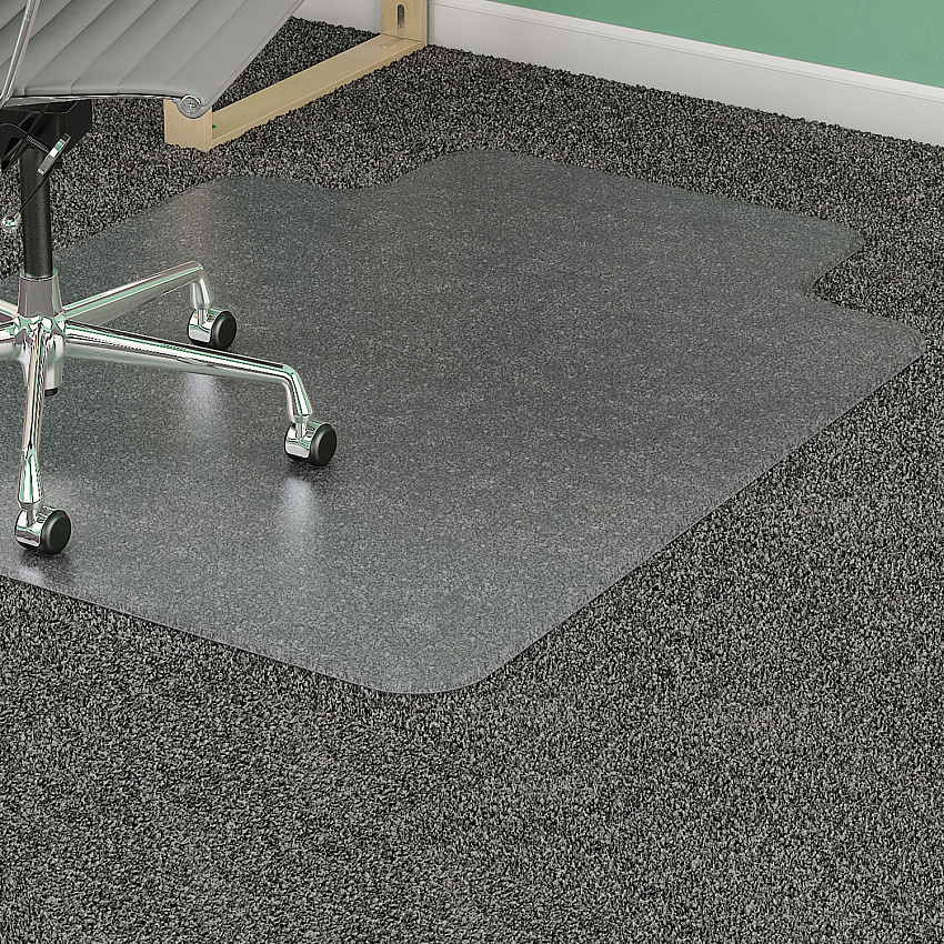 Lorell Medium-pile Chairmat Carpeted Floor - 48" Length x 36" Width x 0.133" Thickness - Lip Size 10" Length x 19" Width - Vinyl - Clear - 1 Each (LLR82822)