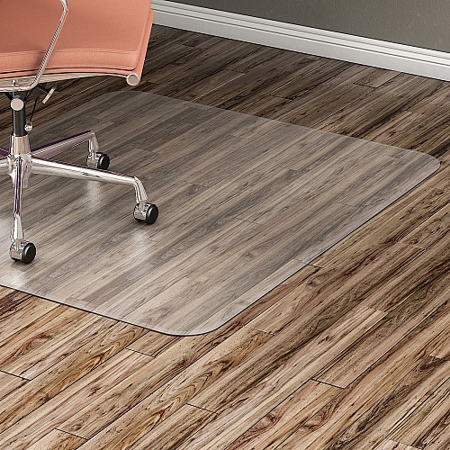 Lorell Nonstudded Chairmat Tile Floor, Vinyl Floor, Hardwood Floor - 48" Length x 36" Width x 0.060" Thickness - Rectangular - Vinyl - Clear - 1 Each (LLR82825)
