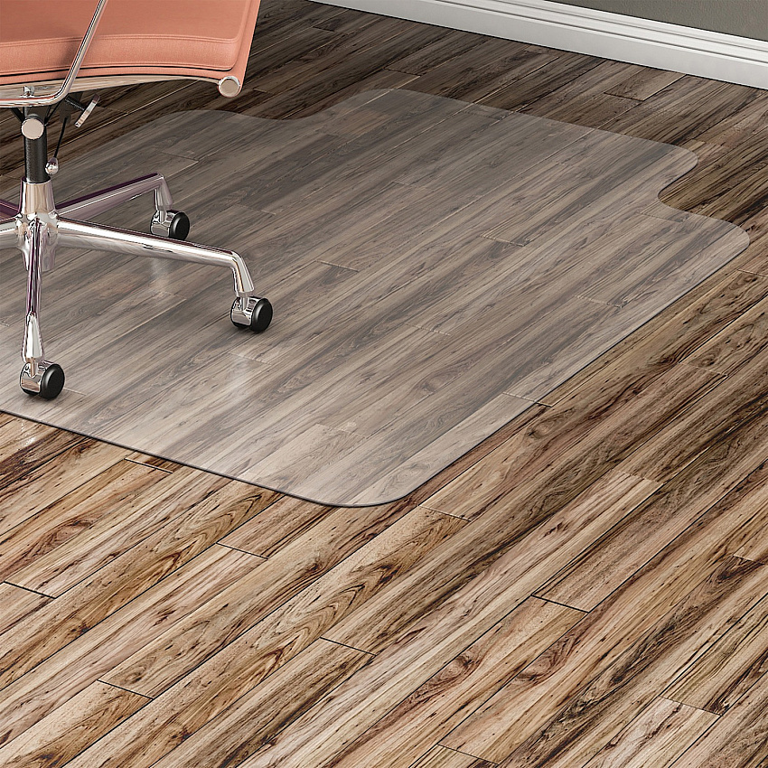 Lorell Nonstudded Wide Lip Chairmat Tile Floor, Vinyl Floor, Hardwood Floor - 53" Length x 45" Width x 0.060" Thickness - Lip Size 12" Length x 25" Width - Vinyl - Clear - 1 Each (LLR82826)