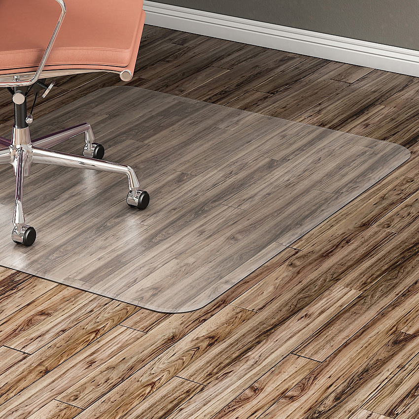 Lorell Nonstudded Chairmat Tile Floor, Vinyl Floor, Hardwood Floor - 60" Length x 46" Width x 0.060" Thickness - Rectangular - Vinyl - Clear - 1 Each (LLR82827)
