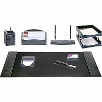 Dacasso Avellino Crocodile 9-Piece Desk Set Black - Leather - 1 Each (D2220)