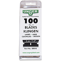 Unger Safety Scraper Replacement Blades #9 - 1.25" Length - Rust Resistant, Self-sharpening - Steel Gray - 100 / Pack (SRB10)