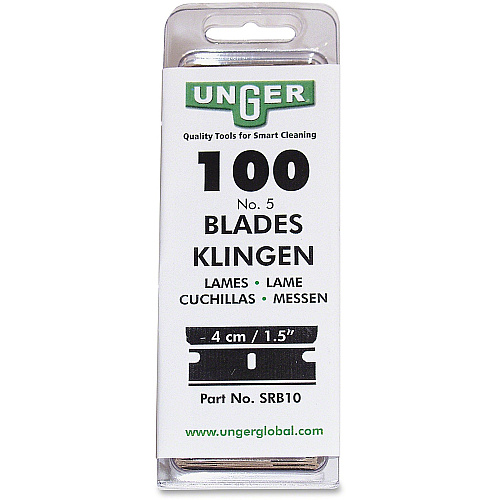 Unger Safety Scraper Replacement Blades #9 - 1.25" Length - Rust Resistant, Self-sharpening - Steel Gray - 100 / Pack (SRB10)