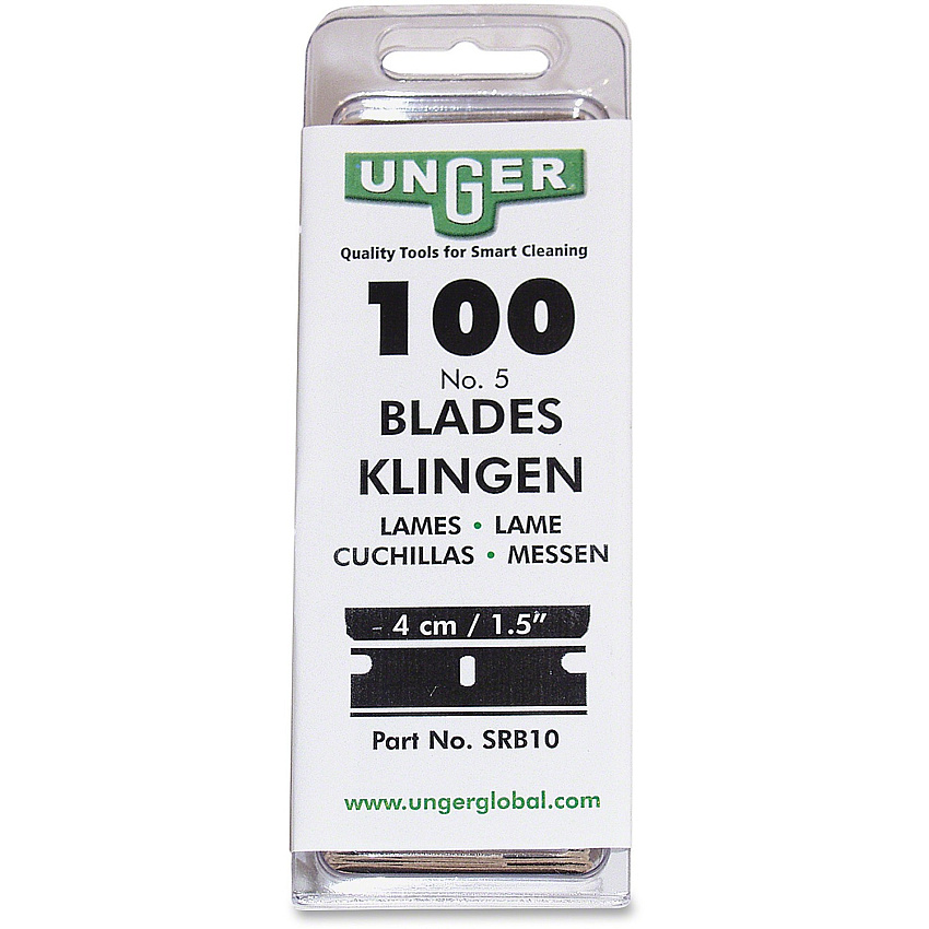 Unger Safety Scraper Replacement Blades #9 - 1.25" Length - Rust Resistant, Self-sharpening - Steel Gray - 100 / Pack (SRB10)