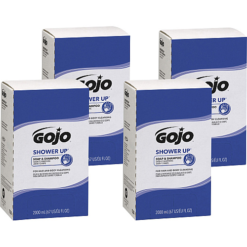 Gojo&reg; SHOWER UP Soap & Shampoo Clean Scent - 67.6 fl oz (2 L) - Hair, Hand, Body - Rose - Pleasant Scent, Bio-based - 4 / Carton (723004)