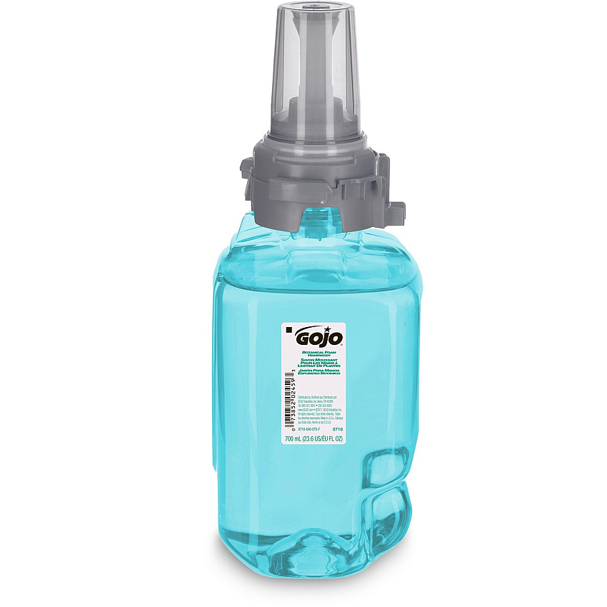 Gojo&reg; ADX-7 Dispenser Refill Botanical Foam Soap Botanical Scent - 23.67 fl oz - Pump Bottle Dispenser - Skin, Hand - Moisturizing - Emerald Green - Rich Lather, Bio-based - 1 Each (871604)