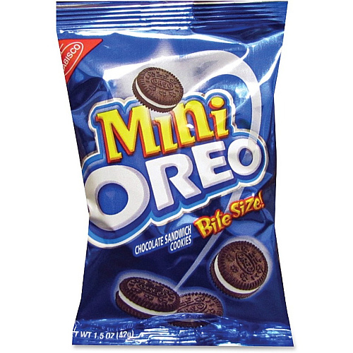 Oreo Mini Chocolate Sandwich Cookies Vanilla, Chocolate - 1 Serving Pack - 1.75 oz Packet - 60 / Carton (0001)