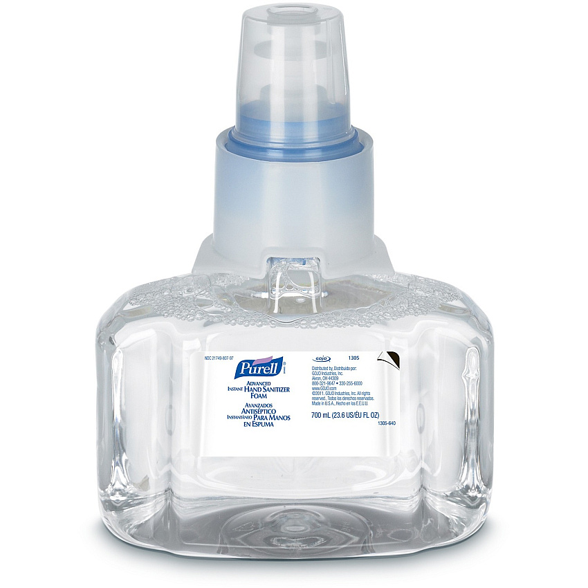 PURELL&reg; Advanced Hand Sanitizer Foam Refill Clean Scent - 23.7 fl oz (700 mL) - Pump Bottle Dispenser - Kill Germs - Hand - Clear - Removable Pump, Durable - 1 Each (130503)