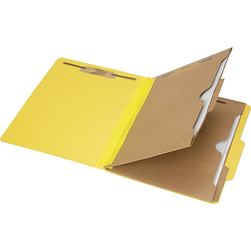 SKILCRAFT Pocket Style 6-part Letter Classification Folders 8 1/2" x 11" - 2" Expansion - 6 Fastener(s) - 2" Fastener Capacity for Folder, 1" Fastener Capacity for Divider - 2 Divider(s) - Pressboard - Yellow - 30% (7530016006975)