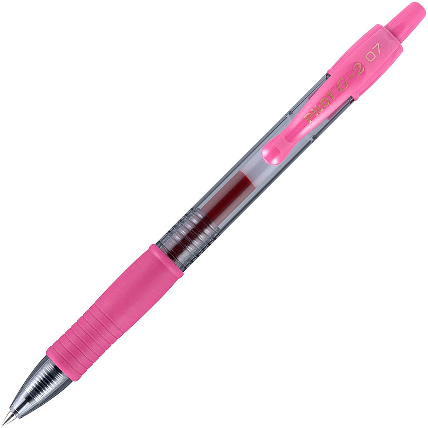 Pilot G2 -7 Retractable Gel Roller Pens 0.7 mm Fine Pen Point - Refillable - Retractable - Pink Ink - Gel-based - Translucent Barrel - 1 Dozen (31174)