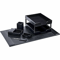 Dacasso 8-Piece Econo-Line Desk Set - Bonded Black Leather 1 Each (D1403)