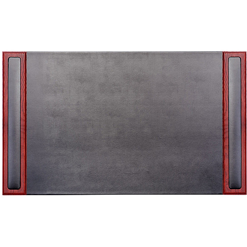 Dacasso Rosewood & Leather Side-Rail Desk Pad 20" Width - Leather - Black - 1 Each (P8001)