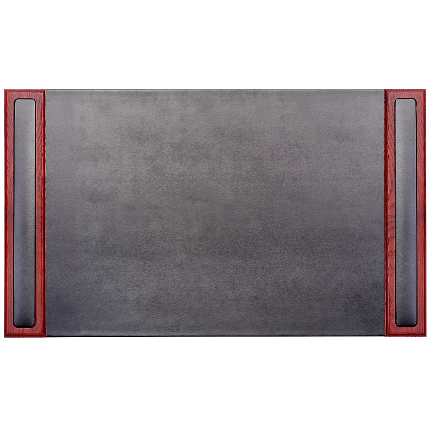 Dacasso Rosewood & Leather Side-Rail Desk Pad 20" Width - Leather - Black - 1 Each (P8001)