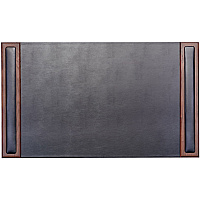 Dacasso Walnut & Leather Side-Rail Desk Pad 20.50" Width - Leather - Brown - 1 Each (P8401)