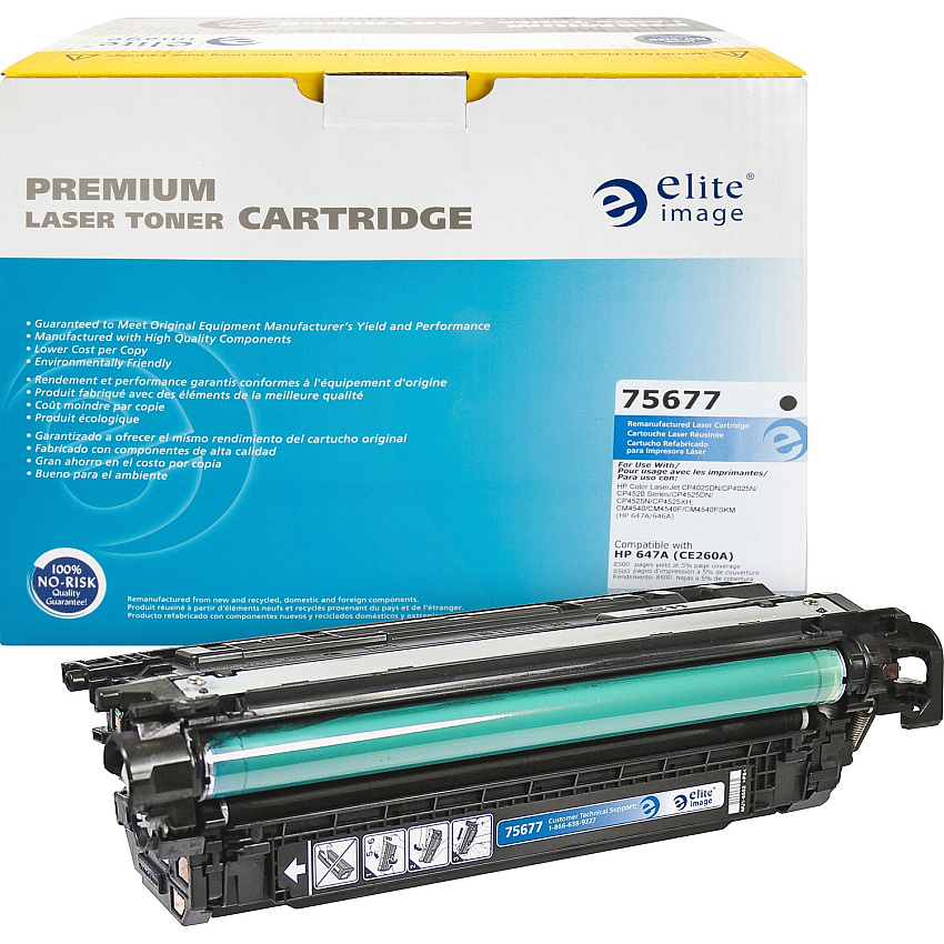 Elite Image Remanufactured Laser Toner Cartridge - Alternative for HP 647A (CE260A) - Black - 1 Each 8500 Pages (75677)