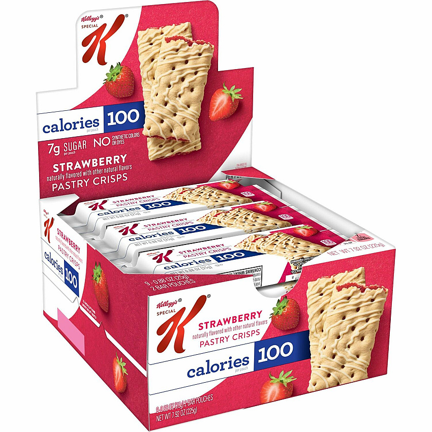 Special K Pastry Crisps: Strawberry Vanilla, Strawberry - 0.88 oz Pouch - 9 / Box (56924)