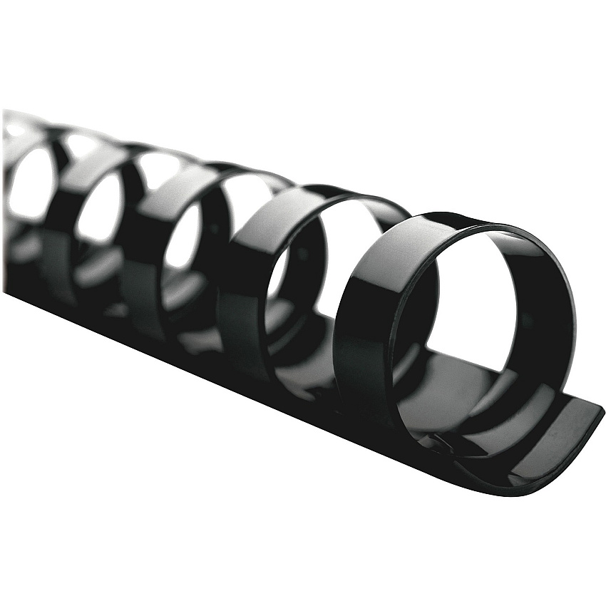 GBC CombBind Binding Spines 0.6" Diameter - 0.63" Maximum Capacity - 130 x Sheet Capacity - For Letter 8 1/2" x 11" Sheet - 19 x Rings - Ring Binder - Black - Plastic, Polyvinyl Chloride (PVC) - 25 / Box (4090046)