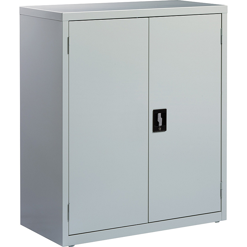 Lorell Fortress Series Storage Cabinet 36" Width x 18" Depth x 42" Height - 3 x Shelf(ves) - Recessed Locking Handle, Hinged Door, Durable, Sturdy, Adjustable Shelf - Light Gray - Powder Coated - Steel - Recycled (LLR41303)