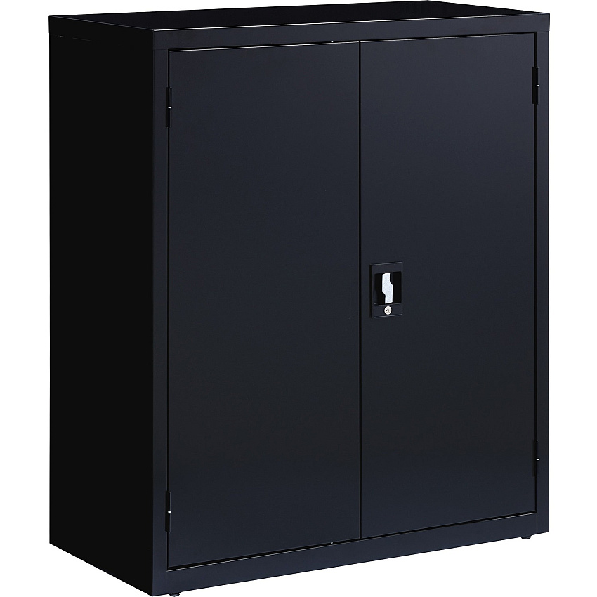 Lorell Fortress Series Storage Cabinet 36" Width x 18" Depth x 42" Height - 3 x Shelf(ves) - Recessed Locking Handle, Hinged Door, Durable - Black - Powder Coated - Steel - Recycled (LLR41305)