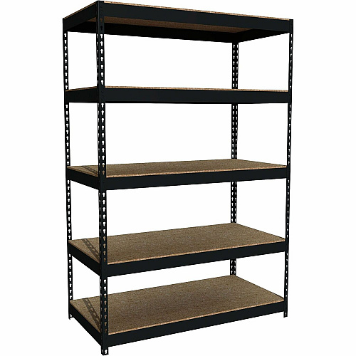 Lorell Fortress Riveted Shelving 5 Shelf(ves) - 72" Height x 48" Width x 24" Depth - Rust Resistant - 28% Recycled - Black - Steel - 1 Each (LLR60624)