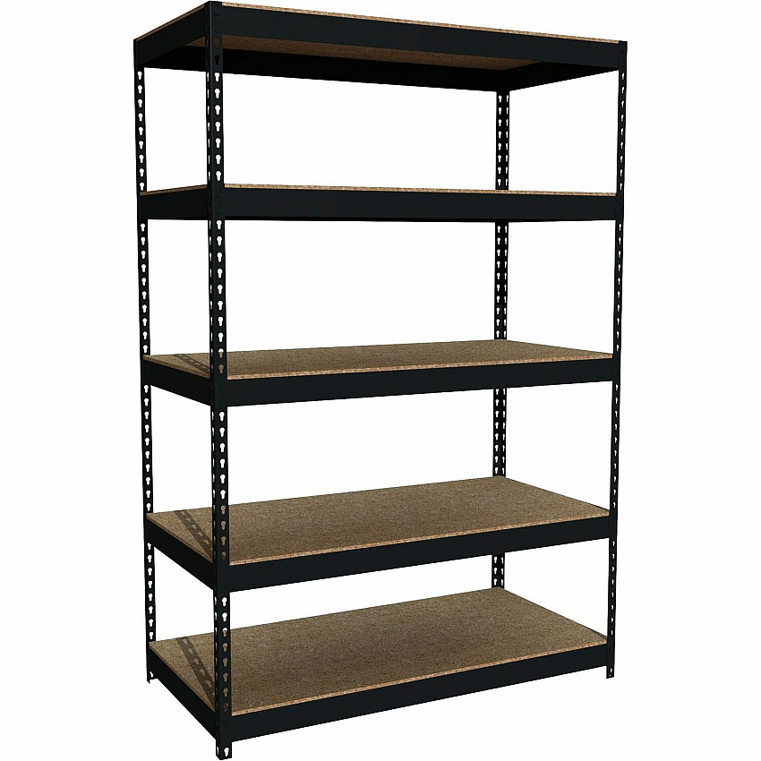 Lorell Fortress Riveted Shelving 5 Shelf(ves) - 72" Height x 48" Width x 24" Depth - Rust Resistant - 28% Recycled - Black - Steel - 1 Each (LLR60624)