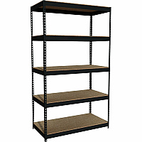 Lorell Fortress Riveted Shelving 5 Compartment(s) - 5 Shelf(ves) - 84" Height x 48" Width x 24" Depth - Heavy Duty, Rust Resistant - 28% Recycled - Powder Coated - Black - Steel - 1 Each (LLR60648)