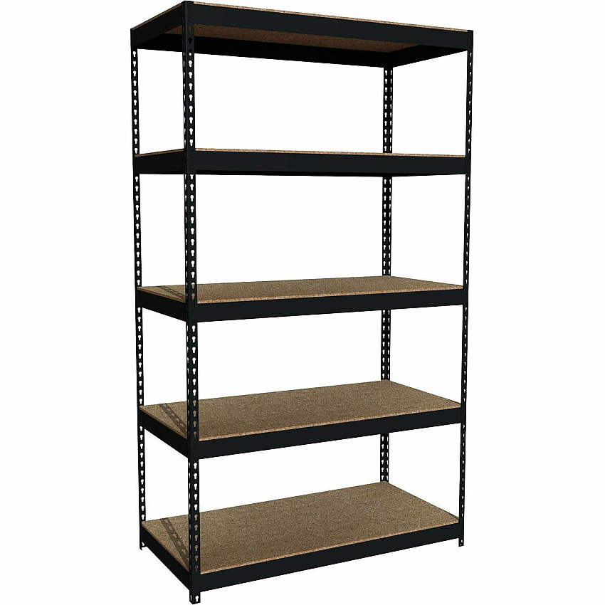Lorell Fortress Riveted Shelving 5 Compartment(s) - 5 Shelf(ves) - 84" Height x 48" Width x 24" Depth - Heavy Duty, Rust Resistant - 28% Recycled - Powder Coated - Black - Steel - 1 Each (LLR60648)