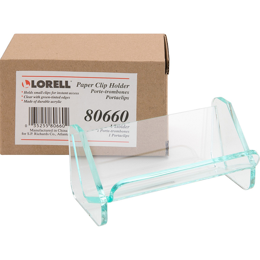 Lorell Paper Clip Holder Acrylic - Green, Transparent - 1 Each (LLR80660)