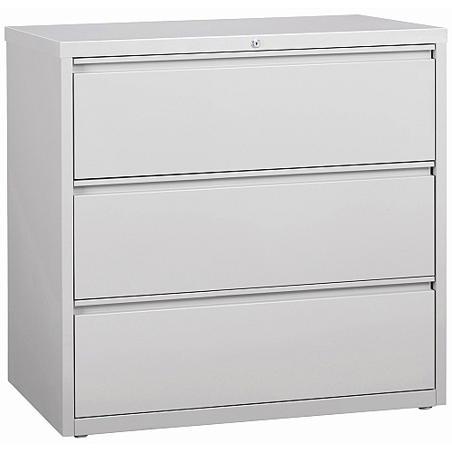 Lorell Fortress Series Lateral File 42" Width x 18.6" Depth x 40.3" Height - 3 x Drawer(s) for File - Letter, Legal, A4 - Lateral - Locking Drawer, Magnetic Label Holder, Ball-bearing Suspension, Leveling Glide - Light Gray - Steel - Recycled (LLR88032)