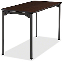 Iceberg Maxx Legroom Wood Folding Table Melamine Rectangle Top - Four Leg Base - 4 Legs - 24" Table Top Width x 48" Table Top Depth x 0.75" Table Top Thickness - 29" Height - Commercial, Institute - Walnut - Particleboard Top Material - 1 Each (65804)