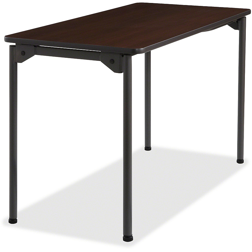 Iceberg Maxx Legroom Wood Folding Table Melamine Rectangle Top - Four Leg Base - 4 Legs - 24" Table Top Width x 48" Table Top Depth x 0.75" Table Top Thickness - 29" Height - Commercial, Institute - Walnut - Particleboard Top Material - 1 Each (65804)
