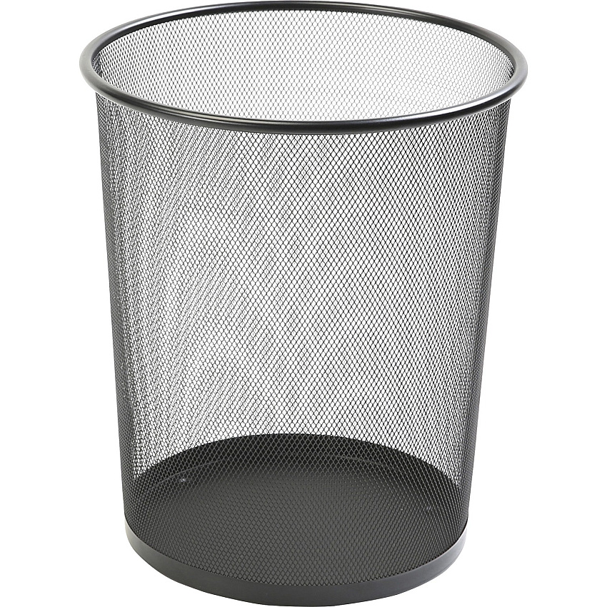 Lorell Mesh Waste Bin 4.70 gal Capacity - Round - 14.3" Height x 12" Diameter - Steel - Black - 1 Each (LLR52770)