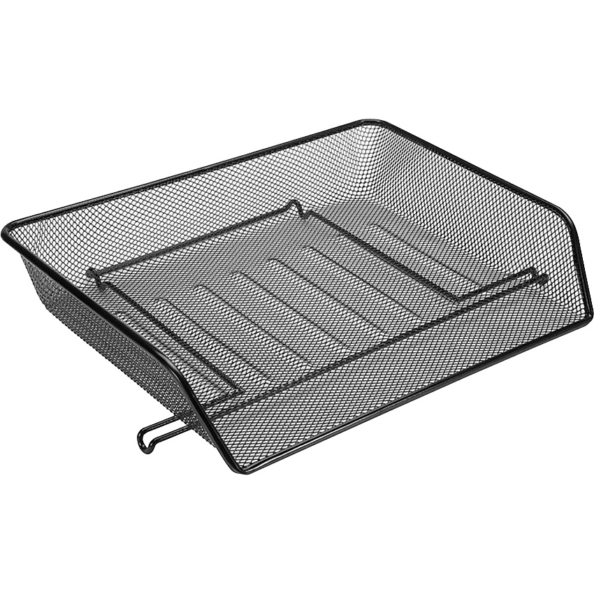 Lorell Side-loading Mesh Document Tray 3" Height x 14.25" Width x 10.75" Depth - Stackable - Powder Coated - Black - Steel - 1 Set (LLR84154)