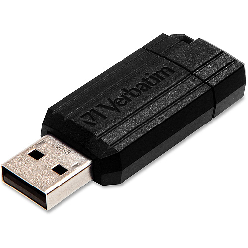 Microban 64GB PinStripe USB Flash Drive - Black 64 GB - USB 2.0 Type A - 10 MB/s Read Speed - 4 MB/s Write Speed - Black - Lifetime Warranty - 1 Each (49065)
