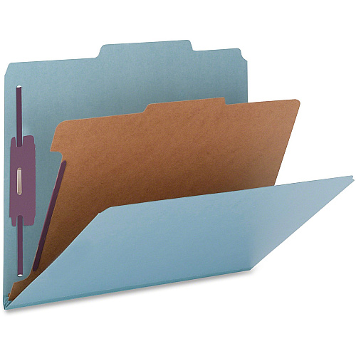Nature Saver 2/5 Tab Cut Legal Recycled Classification Folder 8 1/2" x 14" - 2" for Folder, 2" Fastener Capacity, 2" Fastener Capacity - Top Tab Location - Right of Center Tab Position - 1 Divider(s) - 25 pt. - Blue - Durable, Eco-friendly - 100 (SP17219)