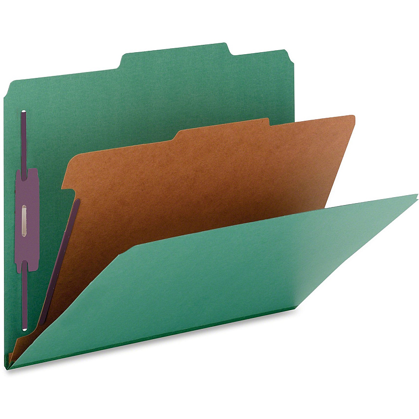 Nature Saver 2/5 Tab Cut Legal Recycled Classification Folder 8 1/2" x 14" - 2" for Folder, 2" Fastener Capacity, 2" Fastener Capacity - Top Tab Location - Right of Center Tab Position - 1 Divider(s) - 25 pt. - Green - Durable, Eco-friendly - 10 (SP17222)