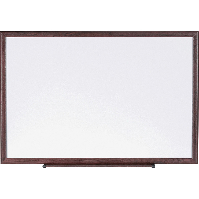 Lorell Dry-Erase Markerboard 96" (8 ft) Width x 48" (4 ft) Height - White Melamine Surface - Brown Wood Frame - 1 Each (LLR84170)