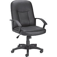 Lorell Managerial Mid-back Chair Black Frame Color - 5-star Base - Black - Bonded Leather - 1 Each (LLR84869)