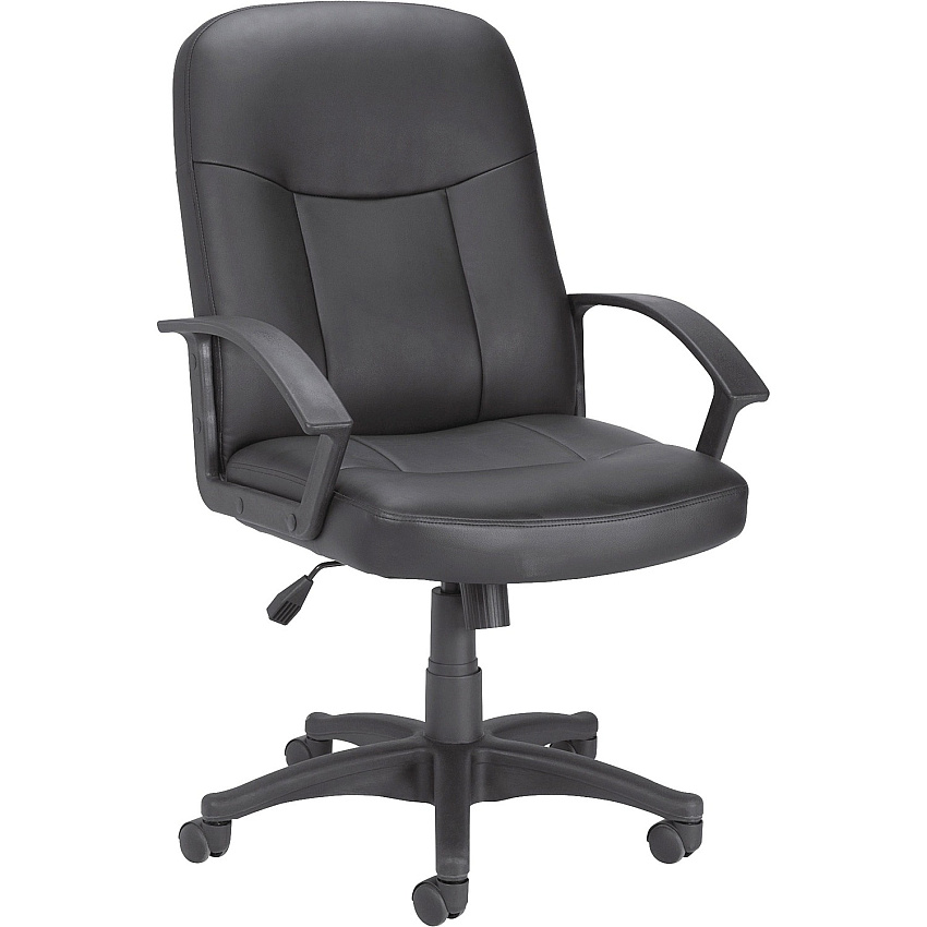 Lorell Managerial Mid-back Chair Black Frame Color - 5-star Base - Black - Bonded Leather - 1 Each (LLR84869)