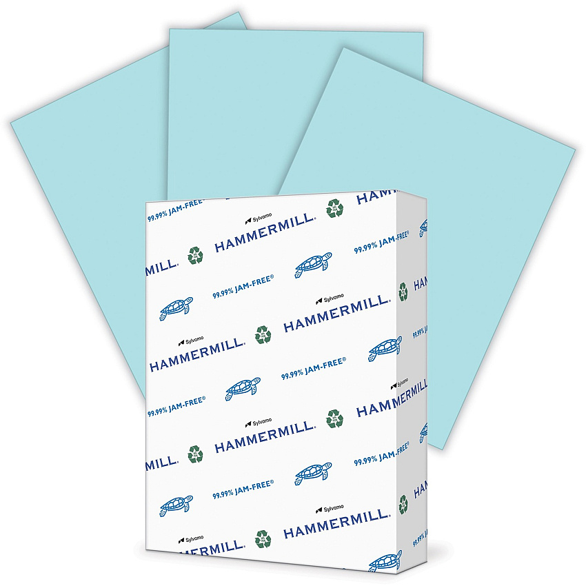 Hammermill Colors Recycled Copy Paper - Blue Letter - 8 1/2" x 11" - 24 lb Basis Weight - Smooth - Sustainable Forestry Initiative (SFI) - Jam-free, Acid-free - Blue - 500 / Ream (103671)