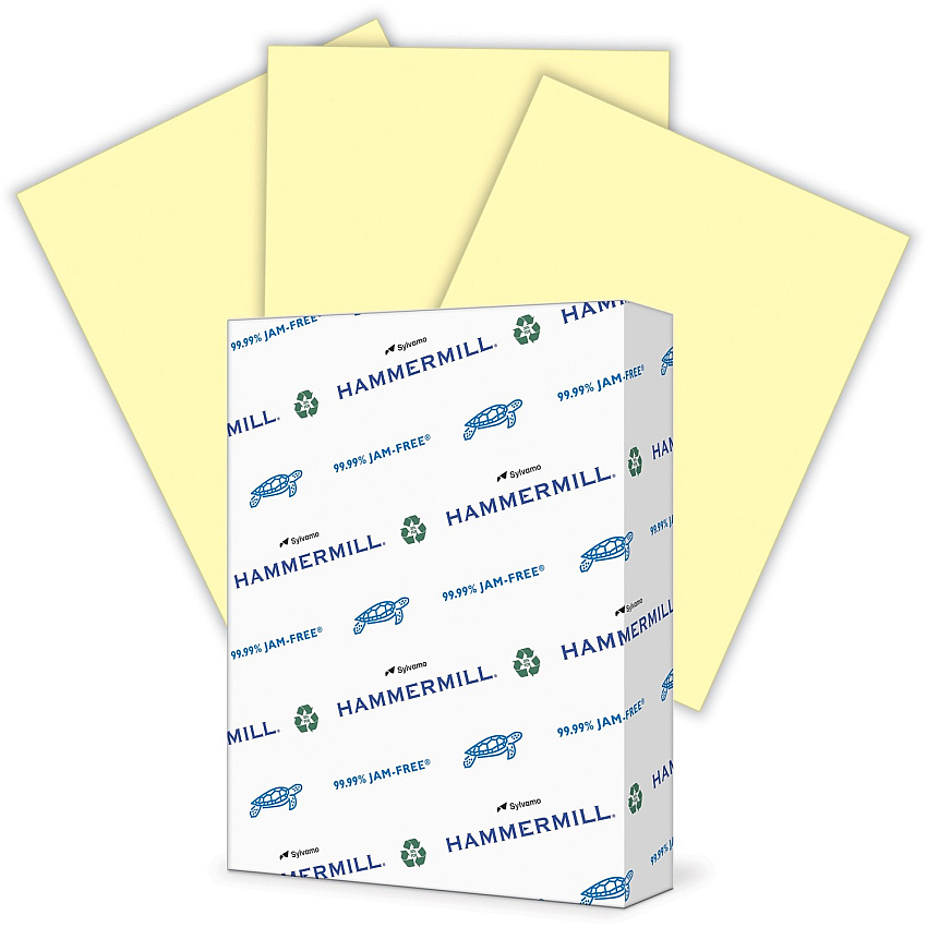 Hammermill Colors Recycled Copy Paper - Canary 96 Brightness - Letter - 8 1/2" x 11" - 24 lb Basis Weight - Smooth - Sustainable Forestry Initiative (SFI) - Jam-free, Acid-free - Canary - 500 / Ream (104307)